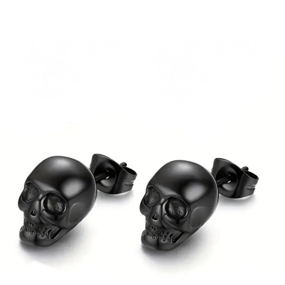 NEW Black skull earrings skeleton earrings goth jewelry punk earrings - Picture 2 of 2